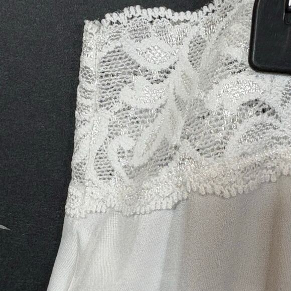 White Vassarette Half Slip 24" Large Lace Waistband Side Slit Knee Length 90s - Picture 2 of 7